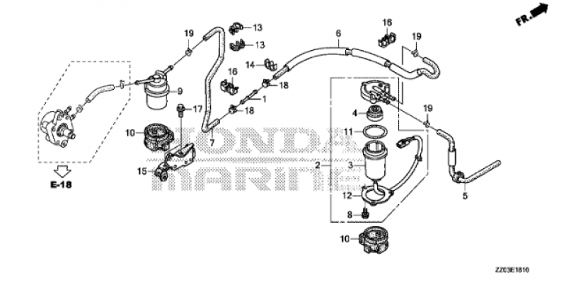 Filtre essence moteur Honda Marine - pièce d'origine